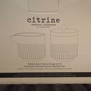 Citrine Everyday Collection Ribbed Creamer & Sugar Jar Set - White